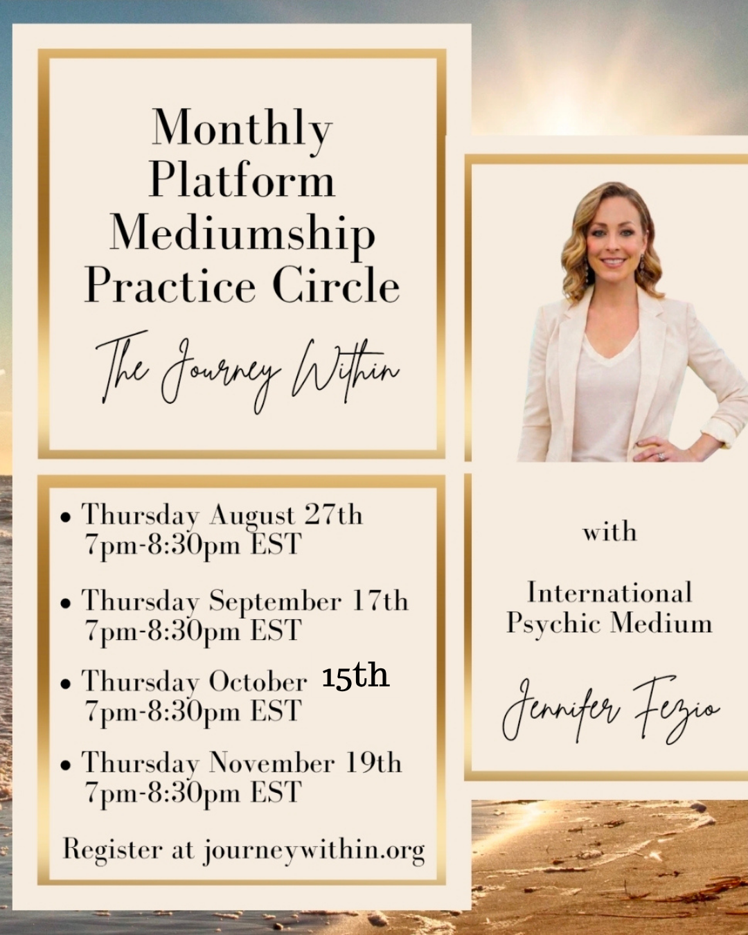 (Oct 15)Monthly Platform Mediumship Practice Circle with Jennifer Fezio
