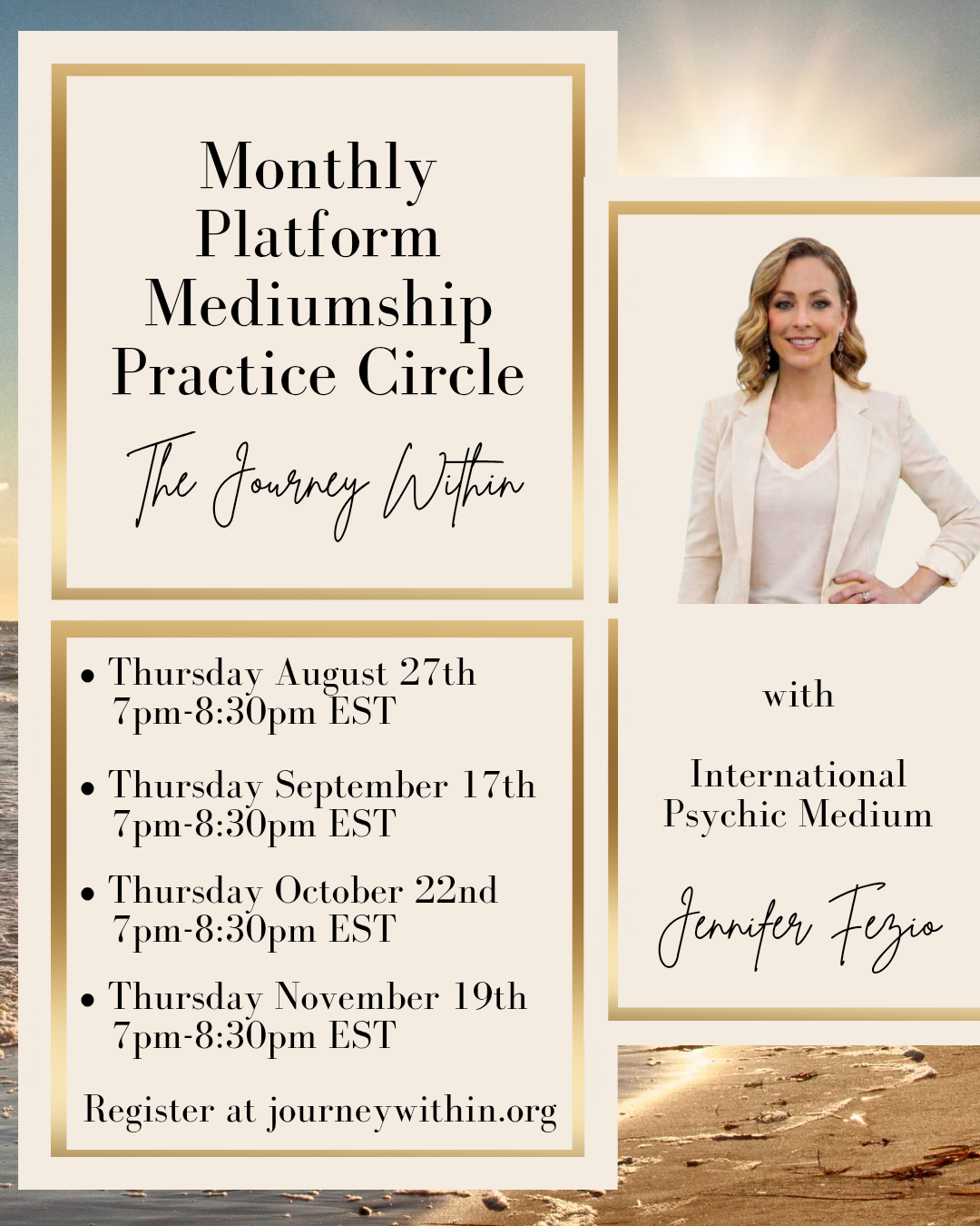 (August 27th)Monthly Platform Mediumship Practice Circle with Jennifer Fezio